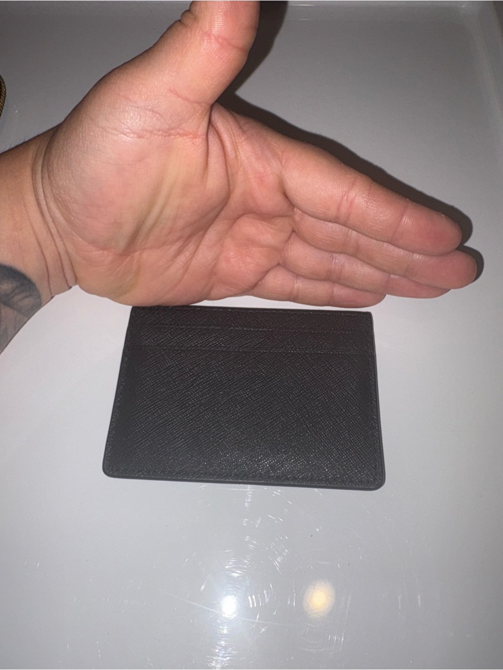 Tory Burch Black Saffiano Leather Card Holder with Gold Logo - Picture 2 of 3